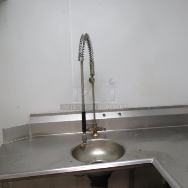 One Stainless Steel Dirty Side Dishwasher Table With Sink, Hose Sprayer, Trash Hole, And Under Shelf. Hole In Under Shelf See Pic. 120X71X44 - Image 5 of 5