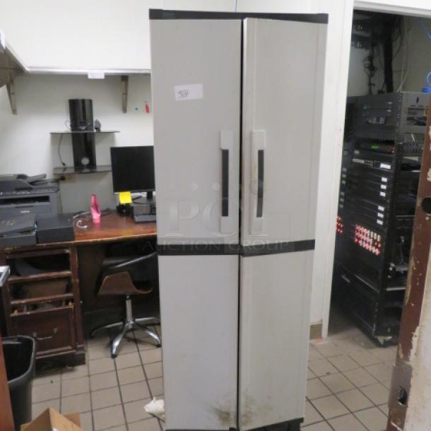 One 2 Door Poly Cabinet. 25.5X18.5X72 - Image 2 of 2