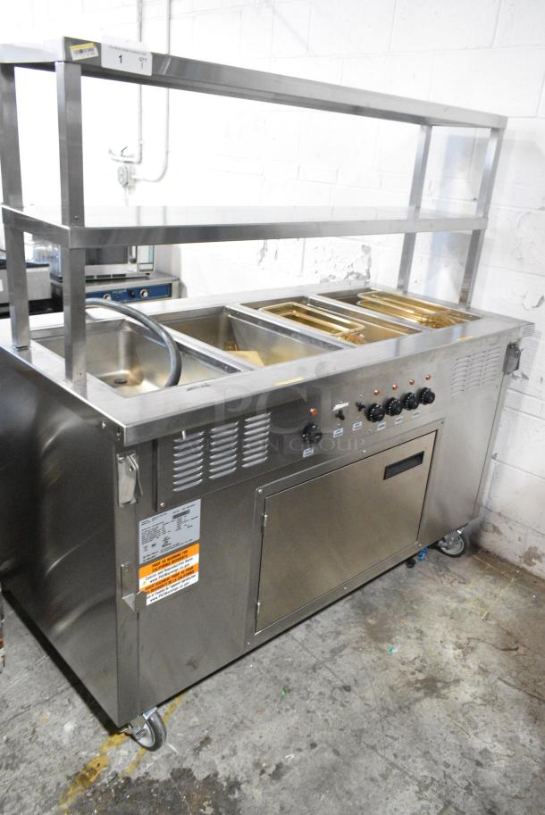 BRAND NEW SCRATCH AND DENT! 2022 Delfield SH-4 Stainless Steel Commercial Floor Style 4 Bay Steam Table on Commercial Casters. 120/208 Volts, 1 Phase. - Image 5 of 13
