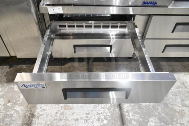 BRAND NEW SCRATCH AND DENT!  2024 Avantco 178CBE72HC Stainless Steel Commercial 4 Drawer Chef Base on Commercial Casters. 115 Volts, 1 Phase. Tested and Working! - Image 4 of 8