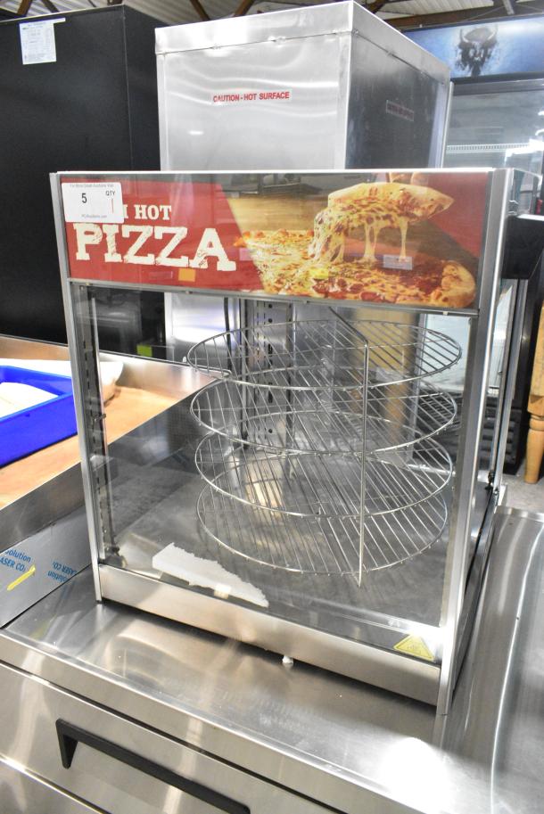 BRAND NEW SCRATCH AND DENT! ServIt 423PDW18D2 Stainless Steel Commercial Countertop 18" Self-Service Pizza Warmer with 4-Shelf Rotating Rack. 115 Volts, 1 Phase. Tested and Working! - Image 1 of 8