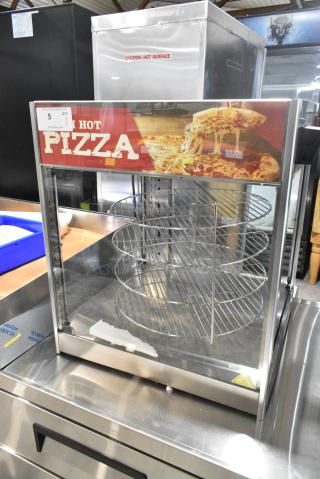 BRAND NEW SCRATCH AND DENT! ServIt 423PDW18D2 Stainless Steel Commercial Countertop 18" Self-Service Pizza Warmer with 4-Shelf Rotating Rack. 115 Volts, 1 Phase. Tested and Working!