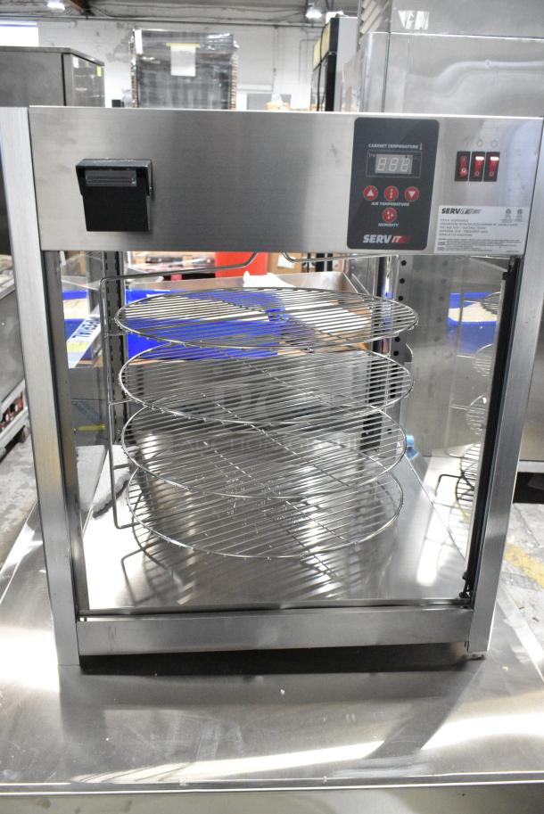BRAND NEW SCRATCH AND DENT! ServIt 423PDW18D2 Stainless Steel Commercial Countertop 18" Self-Service Pizza Warmer with 4-Shelf Rotating Rack. 115 Volts, 1 Phase. Tested and Working! - Image 2 of 8