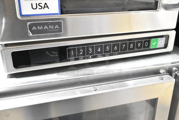 BRAND NEW SCRATCH AND DENT! 2023 Amana HDC18Y2 Stainless Steel Commercial Countertop Microwave Oven. 208/240 Volts, 1 Phase. - Image 3 of 5