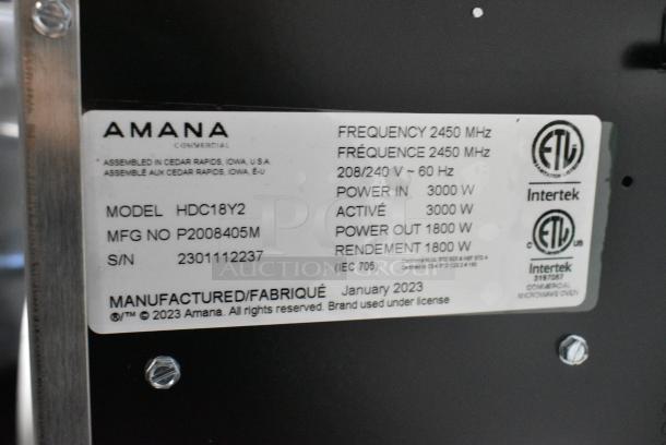 BRAND NEW SCRATCH AND DENT! 2023 Amana HDC18Y2 Stainless Steel Commercial Countertop Microwave Oven. 208/240 Volts, 1 Phase. - Image 5 of 5