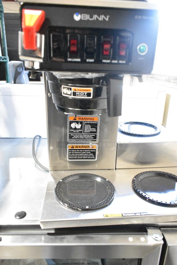BRAND NEW SCRATCH AND DENT! 2024 Bunn CWTF15 Stainless Steel Commercial Countertop 12 Cup Automatic Coffee Brewer with 3 Lower Warmers and Hot Water Faucet and Poly Brew Basket. 120 Volts, 1 Phase. - Image 6 of 7
