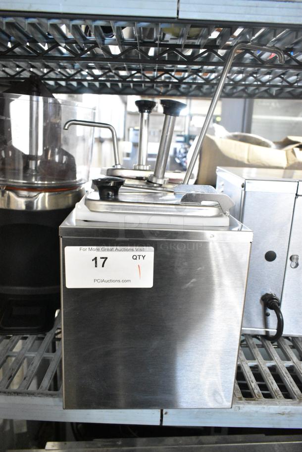 BRAND NEW SCRATCH AND DENT! Server SR-4 Stainless Steel Commercial Countertop Pump Dispenser with 4 Fountain Jars and 4 Stainless Steel Pumps - Image 2 of 8