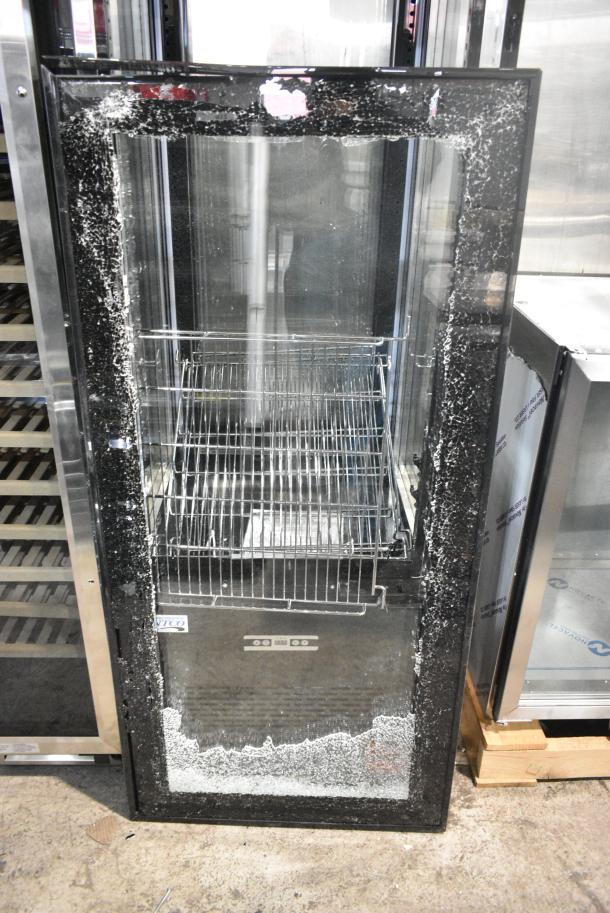 BRAND NEW SCRATCH AND DENT! Avantco 193GD4C15HCB Metal Commercial Single Door Reach In Cooler Merchandiser on Commercial Casters. See Pictures for Broken Glass Door. 115 Volts, 1 Phase. Tested and Working! - Image 2 of 8