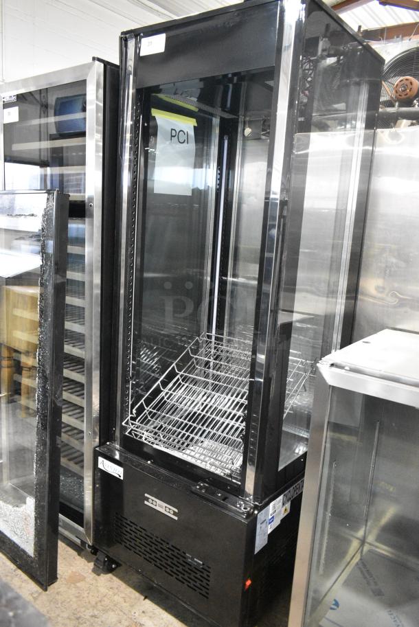BRAND NEW SCRATCH AND DENT! Avantco 193GD4C15HCB Metal Commercial Single Door Reach In Cooler Merchandiser on Commercial Casters. See Pictures for Broken Glass Door. 115 Volts, 1 Phase. Tested and Working! - Image 3 of 8