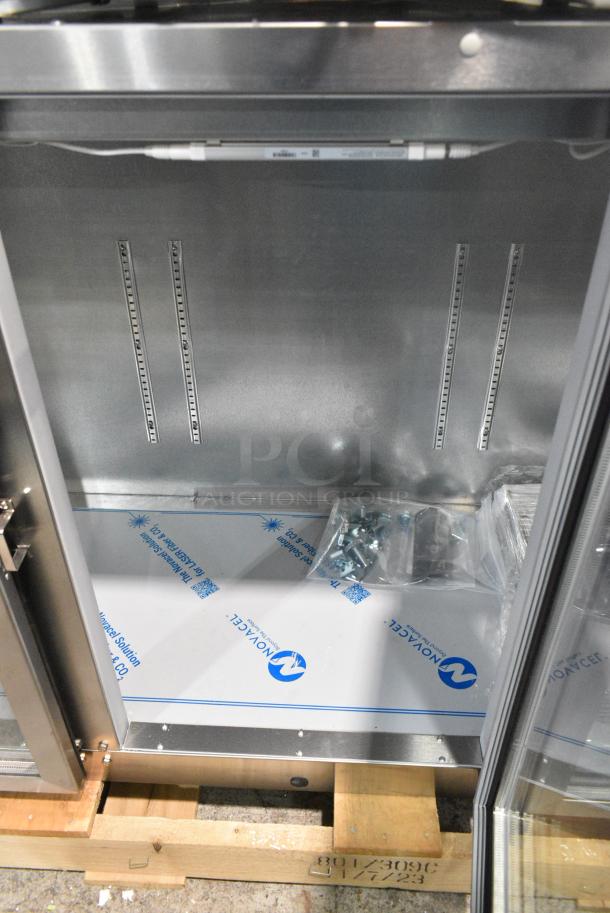 BRAND NEW SCRATCH AND DENT! Beverage Air BB72HC-1-G-S Stainless Steel Commercial 3 Door Back Bar Cooler Merchandiser. 115 Volts, 1 Phase. Tested and Working! - Image 4 of 6