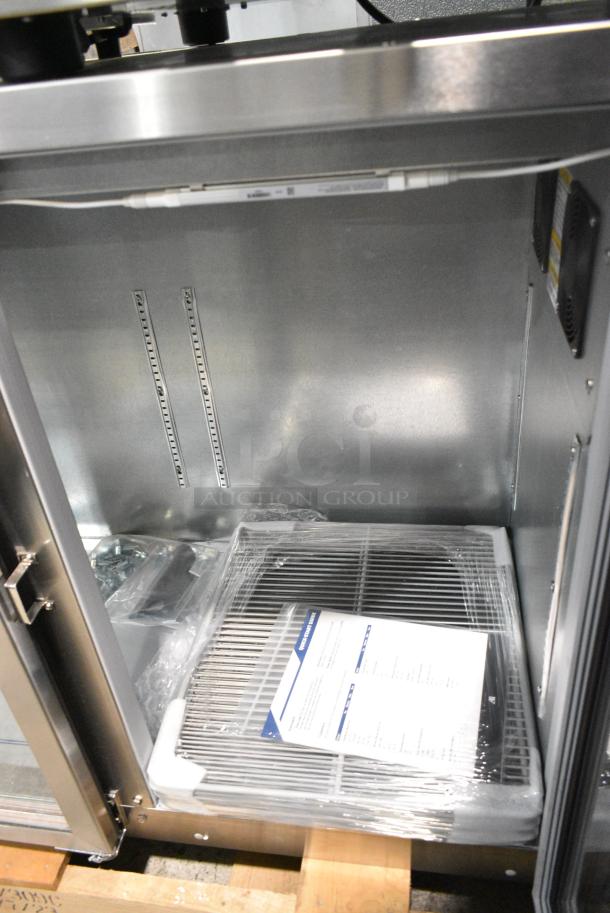 BRAND NEW SCRATCH AND DENT! Beverage Air BB72HC-1-G-S Stainless Steel Commercial 3 Door Back Bar Cooler Merchandiser. 115 Volts, 1 Phase. Tested and Working! - Image 5 of 6