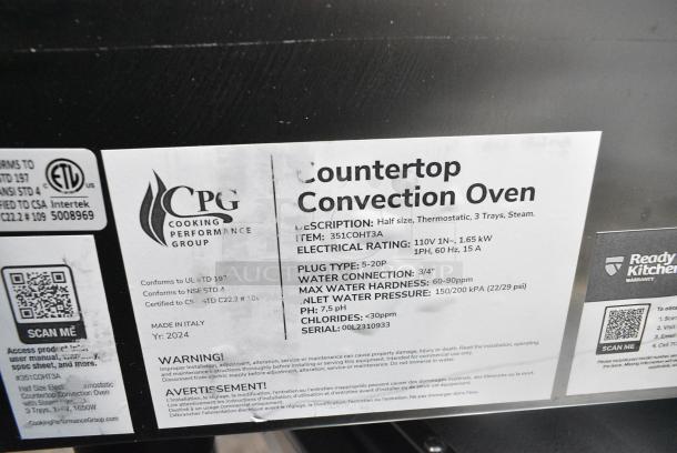 BRAND NEW SCRATCH AND DENT! Cooking Performance Group CPG COH-T3-A Electric Thermostatic Countertop 3 Tray Half Size Convection Oven with Moisture Injection. 110 Volts, 1 Phase. Tested and Powers On But Does Not Get Warm - Image 6 of 6