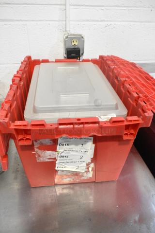 ALL ONE MONEY! Lot of 32 Clear Poly Lids Including Choice in Red Poly Bin