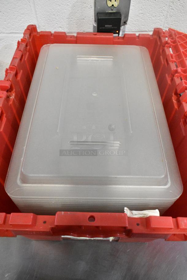 ALL ONE MONEY! Lot of 32 Clear Poly Lids Including Choice in Red Poly Bin - Image 2 of 5
