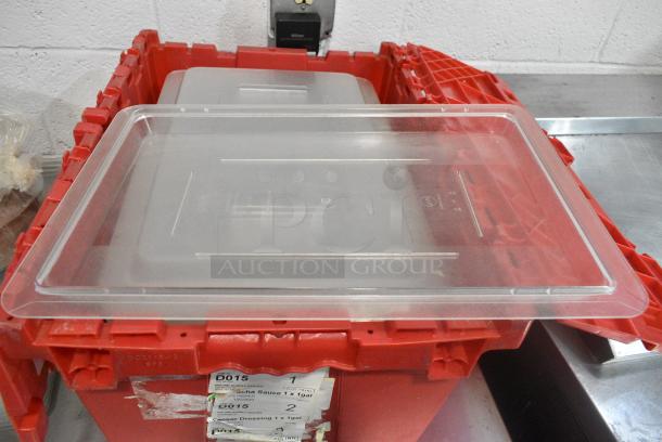 ALL ONE MONEY! Lot of 32 Clear Poly Lids Including Choice in Red Poly Bin - Image 3 of 5