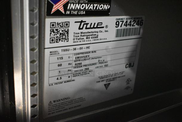2019 True TSSU-36-08-HC Stainless Steel Commercial Sandwich Salad Prep Table Bain Marie Mega Top on Commercial Casters. 115 Volts, 1 Phase. Tested and Working! - Image 10 of 10