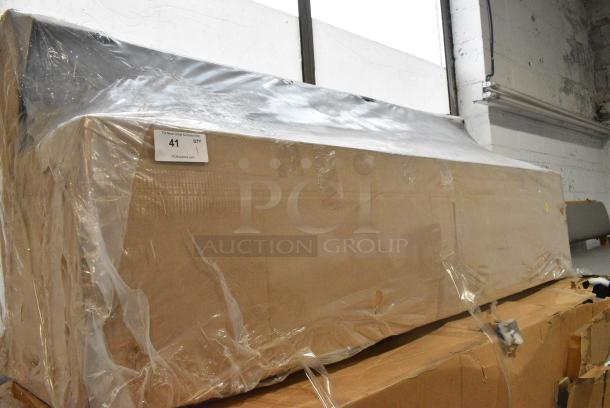 BRAND NEW SCRATCH AND DENT! Wooden Single Sided Bench w/ Gray Seat Cushions. Stock Picture Used. - Image 2 of 4