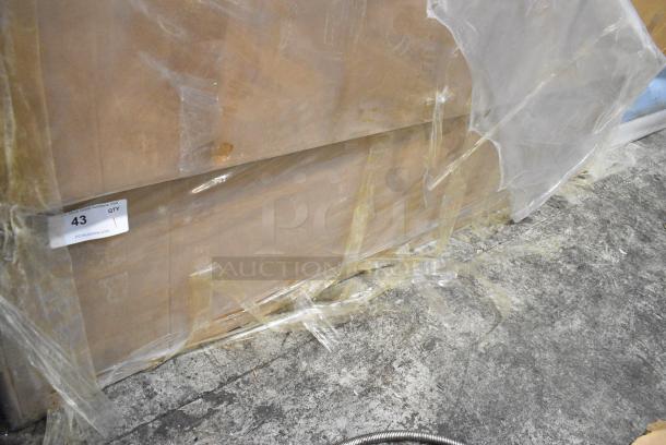 BRAND NEW SCRATCH AND DENT! Wooden Single Sided Bench w/ Gray Seat Cushions. Stock Picture Used. - Image 2 of 4