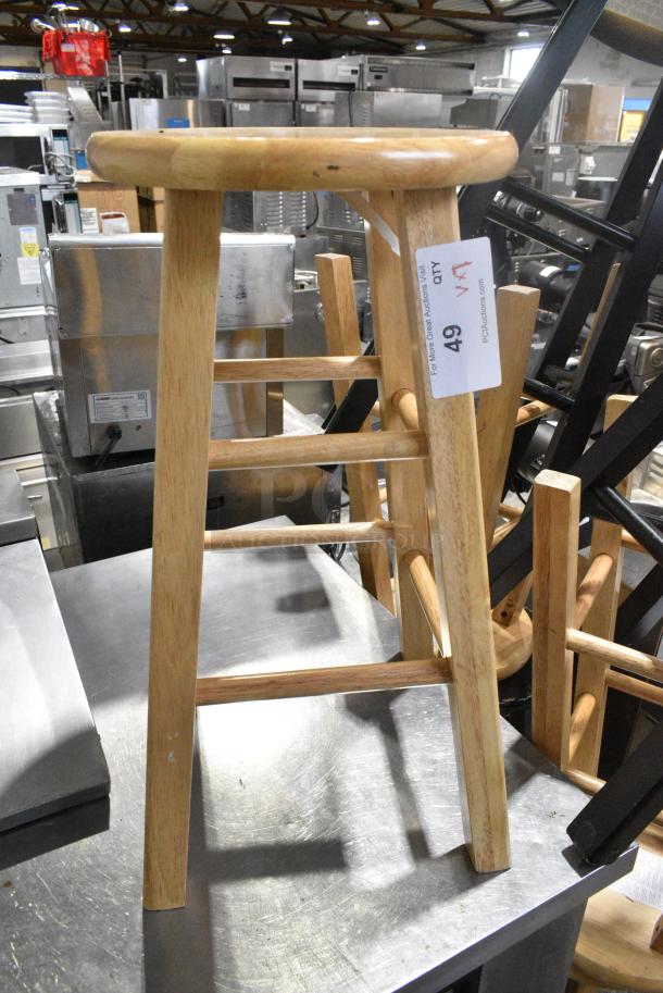 7 Various Wood Pattern Bar Stools; Light Wood Finish and Black Finish. 7 Times Your Bid! - Image 2 of 4