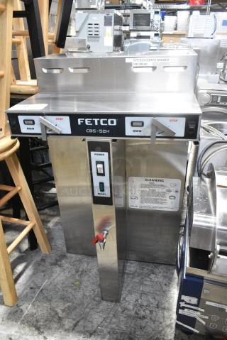 2019 Fetco CBS-52H20 Stainless Steel Commercial Countertop Double Coffee Machine w/ Hot Water Dispenser. 120/208-240 Volts, 1 Phase.