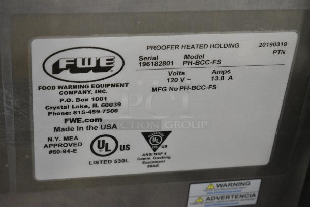 2019 FWE PH-BCC-FS Stainless Steel Commercial Heated Holding Cabinet on Commercial Casters. 120 Volts, 1 Phase. Tested and Working! - Image 8 of 8