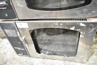 Belshaw Adamatic Mono FG189-UZ84 Stainless Steel Commercial Electric Powered Convection Oven. See Pictures for Broken Glass. 208/220 Volts, 1 Phase.