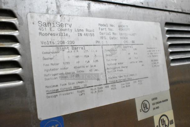 SaniServ A4041N Stainless Steel Commercial Countertop Air Cooled Single Flavor Soft Serve Ice Cream Machine. 208-230 Volts, 1 Phase. - Image 5 of 5