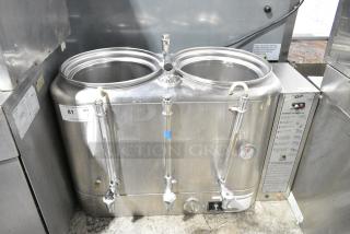 Curtis RU-300 Stainless Steel Commercial Countertop Double Coffee Urn. No Lids.