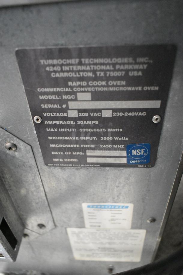 Turbochef NGC Stainless Steel Commercial Countertop Electric Powered Rapid Cook Oven. 208/240 Volts, 1 Phase. - Image 6 of 8