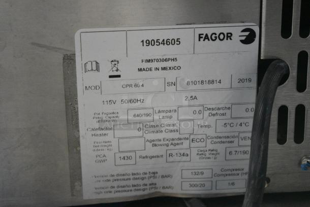 2019 Fagor CPR604 Stainless Steel Commercial Countertop Refrigerated Rail. 115 Volts, 1 Phase. Tested and Working! - Image 5 of 5