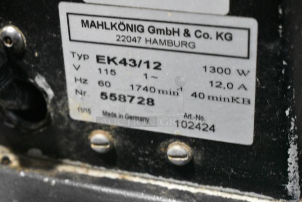 Mahlkonig EK43/12 Metal Commercial Countertop Black Allround Coffee Bean Grinder Base. 115 Volts, 1 Phase. Tested and Working! - Image 7 of 7