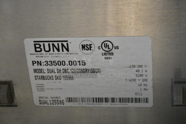 Bunn DUAL SH DBC Stainless Steel Commercial Countertop Double Coffee Machine w/ Hot Water Dispenser. 120/208 Volts, 1 Phase. - Image 5 of 5