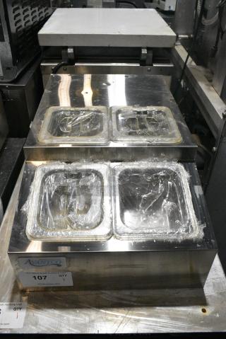 Avantco 360CPT15HC Stainless Steel Commercial Countertop Refrigerated Rail w/ Drop In Bins and Lids. 115 Volts,1 Phase. Tested and Working!