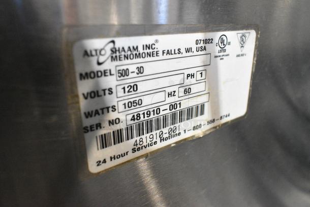 2022 Alto Shaam 500-3D Stainless Steel Commercial 3 Drawer Food Warmer. 120 Volts, 1 Phase. Cannot Test Due To Cut Power Cord - Image 3 of 4