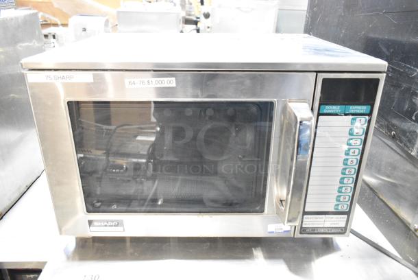 2021 Sharp R-25JT-F Stainless Steel Commercial Countertop Microwave Oven. 120 Volts, 1 Phase. - Image 1 of 5