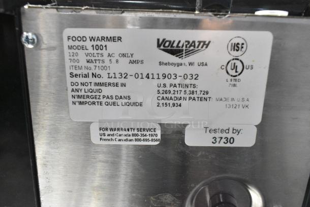 Vollrath 1001 Stainless Steel Commercial Countertop Food Warmer. 120 Volts, 1 Phase. Tested and Working! - Image 4 of 5