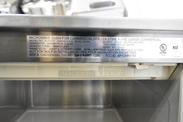2021 Sharp R-25JT-F Stainless Steel Commercial Countertop Microwave Oven 120 Volts, 1 Phase. - Image 3 of 4