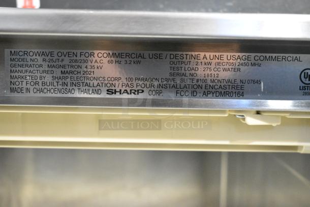 2021 Sharp R-25JT-F Stainless Steel Commercial Countertop Microwave Oven 120 Volts, 1 Phase. - Image 2 of 3