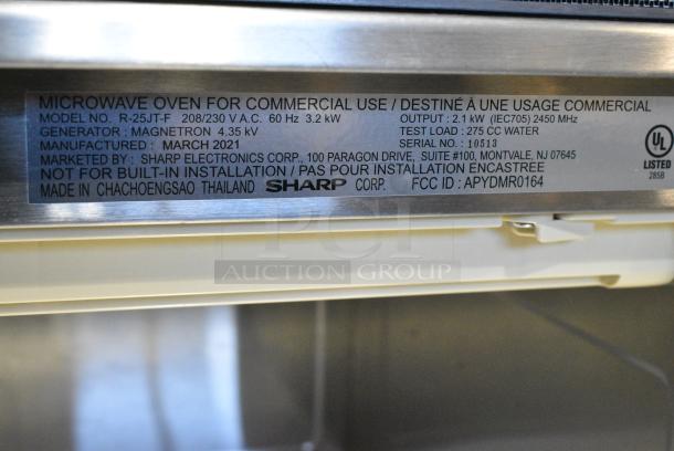 2021 Sharp R-25JT-F Stainless Steel Commercial Countertop Microwave Oven 120 Volts, 1 Phase. - Image 3 of 4