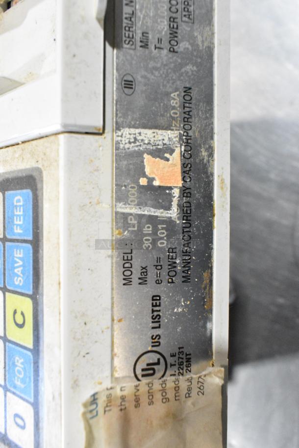 CAS LP-3000 Metal Countertop 30 Pound Capacity Scale w/ Label Printer. Tested and Working! - Image 3 of 5