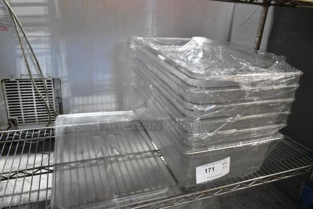 ALL ONE MONEY! Lot of 6 Clear Poly Full Size Drop In Bins - Image 1 of 2