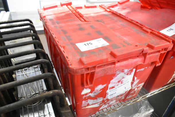 ALL ONE MONEY! Lot of Red Poly Bin w/ Contents Including Gray Bowls - Image 3 of 3