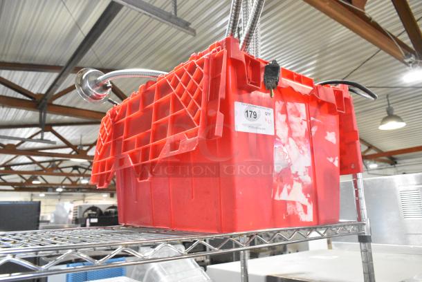 ALL ONE MONEY! Lot of Red Poly Bin w/ Contents Including Heat Lamps - Image 2 of 2