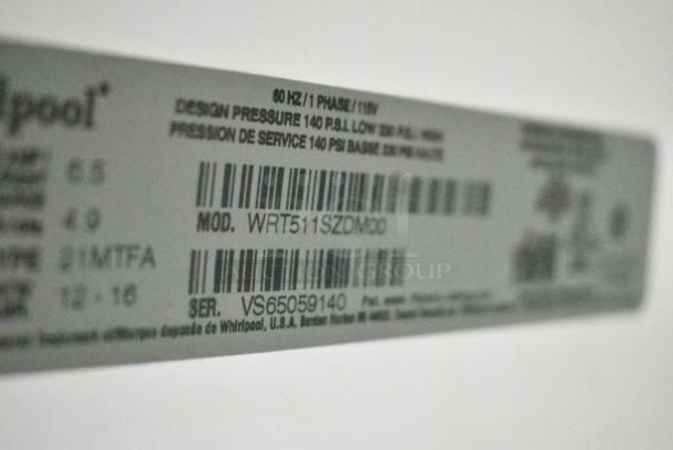 2016 Whirlpool WRT511SZDM00 Stainless Steel Cooler w/ Freezer. 115 Volts, 1 Phase. Tested and Working! - Image 5 of 6