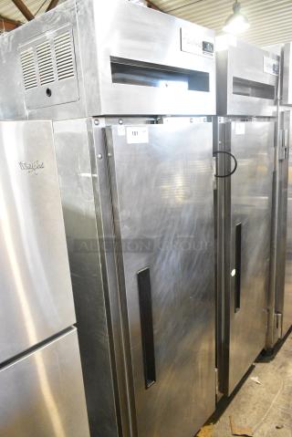 Delfield 6025XL-S Stainless Steel Commercial Single Door Reach In Cooler w/ Racks on Commercial Casters. 115 Volts, 1 Phase. Tested and Working!