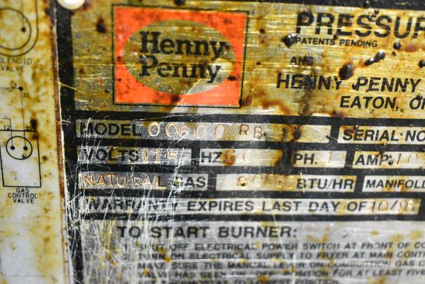 Henny Penny 600 Stainless Steel Commercial Floor Style Natural Gas Powered Pressure Fryer on Commercial Casters. 80,000 BTU. - Image 6 of 8