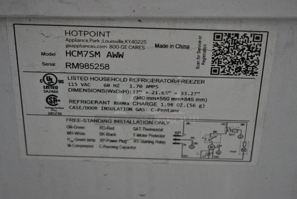 Hotpoint HCM7SM AWW Metal Chest Freezer. 115 Volts, 1 Phase. Tested and Working! - Image 3 of 4