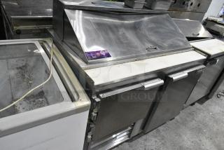Leader LM48 S/C Stainless Steel Commercial Sandwich Salad Prep Table Bain Marie Mega Top. 115 Volts, 1 Phase. Cannot Test Due To Cut Power Cord