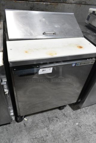 Beverag Air SPE27 Stainless Steel Commercial Sandwich Salad Prep Table Bain Marie Mega Top on Commercial Casters. 115 Volts, 1 Phase. Tested and Working!