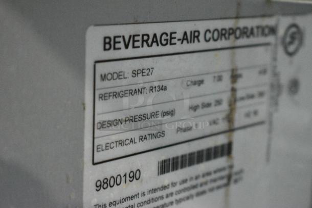 Beverag Air SPE27 Stainless Steel Commercial Sandwich Salad Prep Table Bain Marie Mega Top on Commercial Casters. 115 Volts, 1 Phase. Tested and Working! - Image 4 of 6